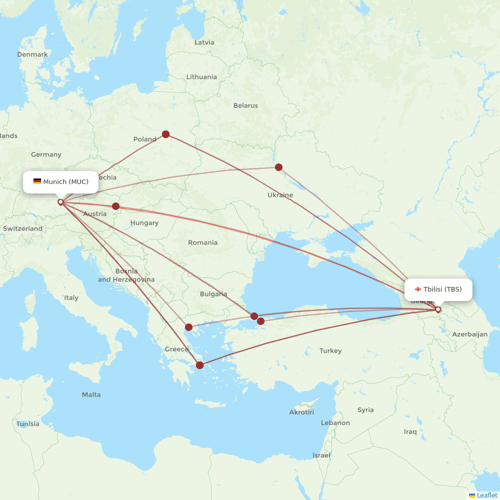 Georgian Airways flights between Munich and Tbilisi