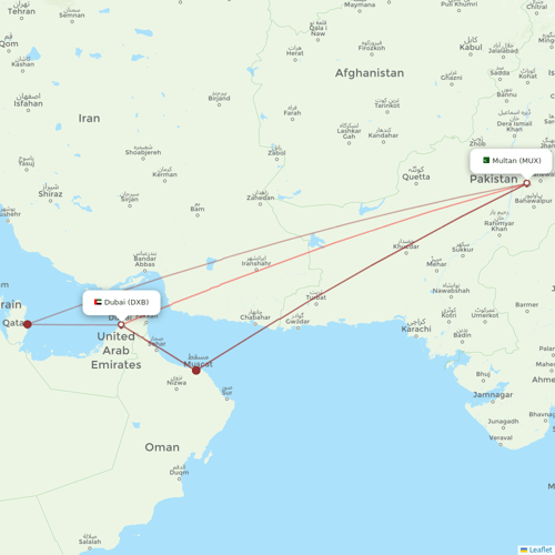 Airblue flights between Multan and Dubai