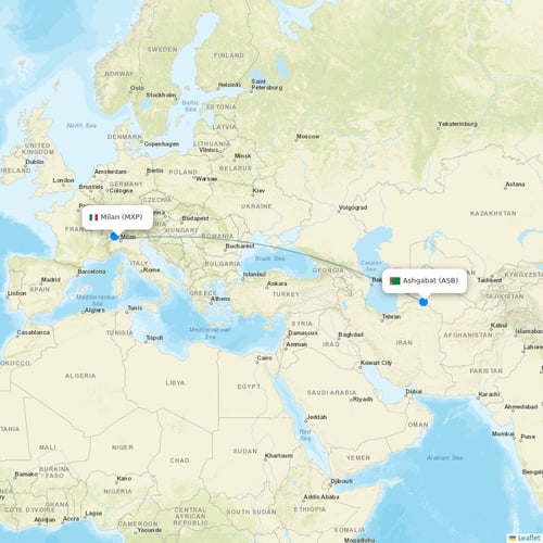 Turkmenistan Airlines flights between Milan and Ashgabat