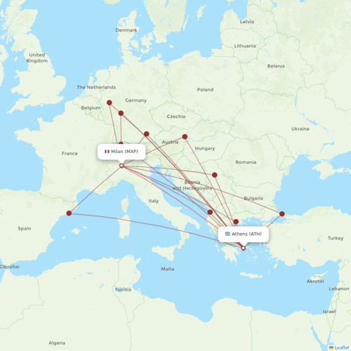 Aegean Airlines flights between Milan and Athens