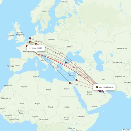 Etihad Airways flights between Milan and Abu Dhabi