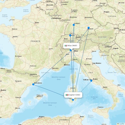 Neos flights between Milan and Cagliari