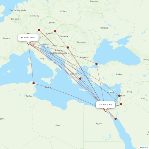 Neos flights between Milan and Cairo