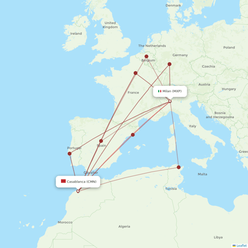 Royal Air Maroc flights between Milan and Casablanca