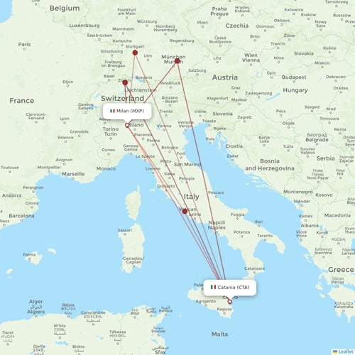 Ryanair flights between Milan and Catania