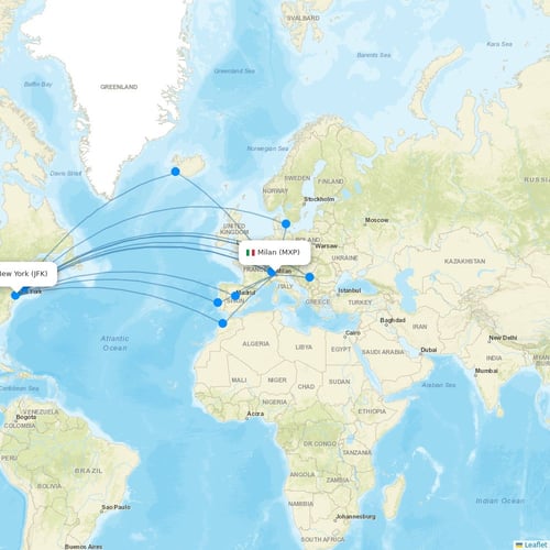 Neos flights between Milan and New York