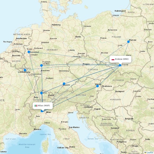 Wizz Air flights between Milan and Krakow