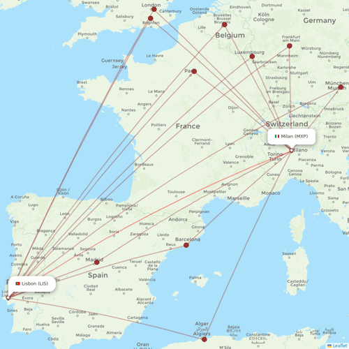 TAP Portugal flights between Milan and Lisbon