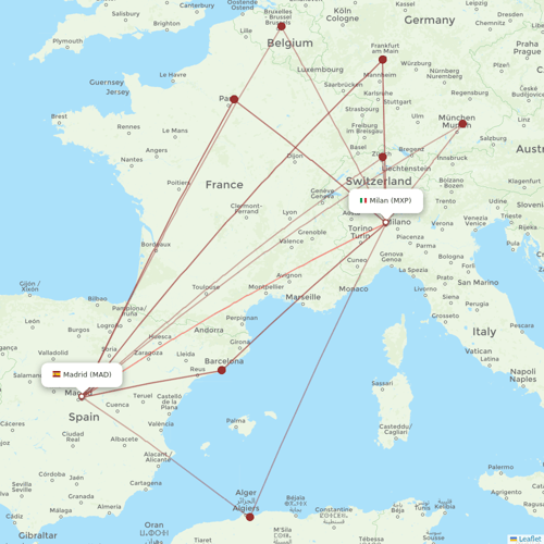 Air Europa flights between Milan and Madrid