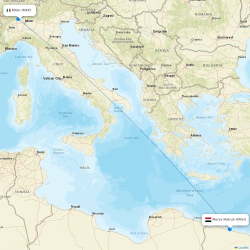 Neos flights between Milan and Mersa Matruh