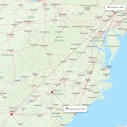 Allegiant Air flights between Myrtle Beach and Allentown