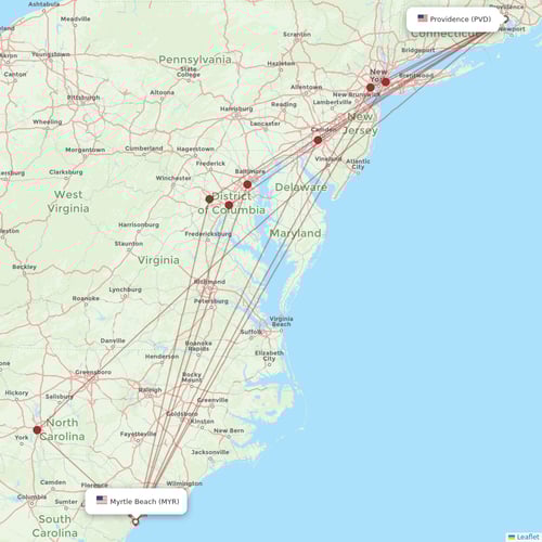 Breeze Airways flights between Myrtle Beach and Providence