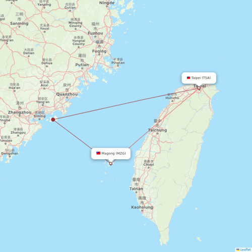 UNI Air flights between Magong and Taipei