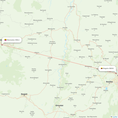 EasyFly flights between Manizales and Bogota