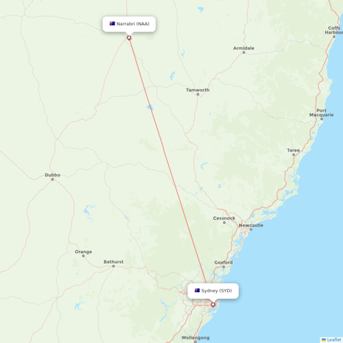 VivaColombia flights between Narrabri and Sydney