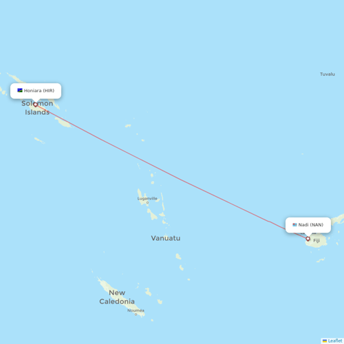 Solomon Airlines flights between Nadi and Honiara