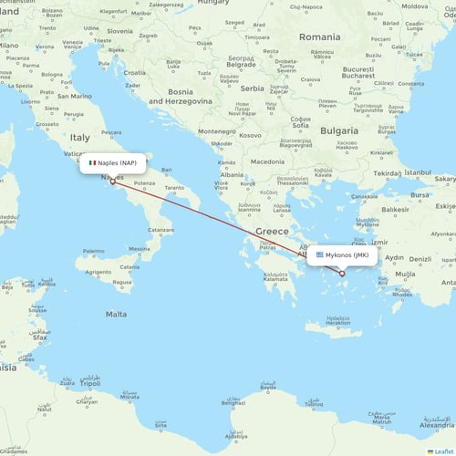 Volotea flights between Naples and Mykonos
