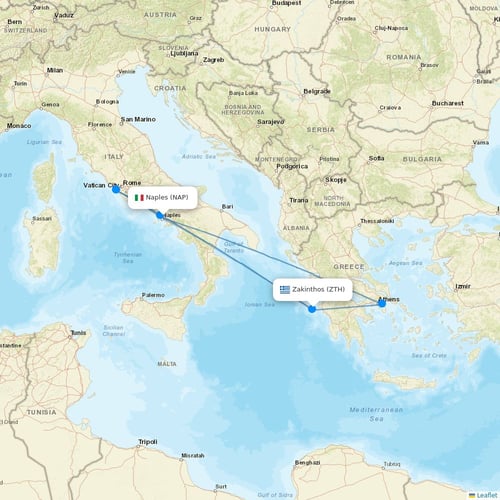 Volotea flights between Naples and Zakinthos