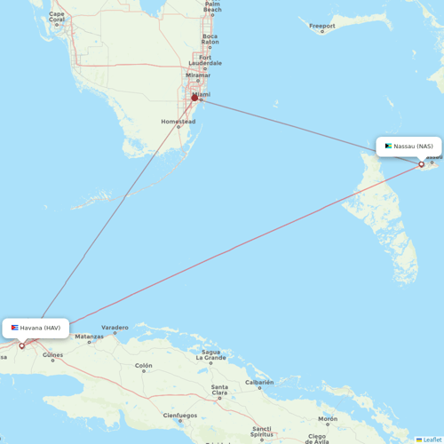 Bahamasair flights between Nassau and Havana