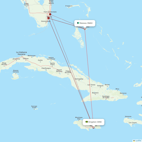 Caribbean Airlines flights between Nassau and Kingston