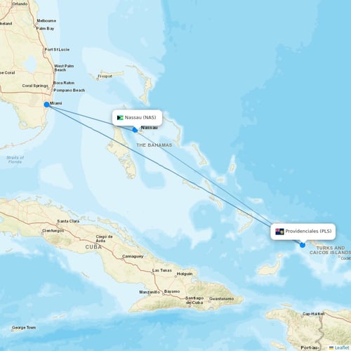 interCaribbean Airways flights between Nassau and Providenciales