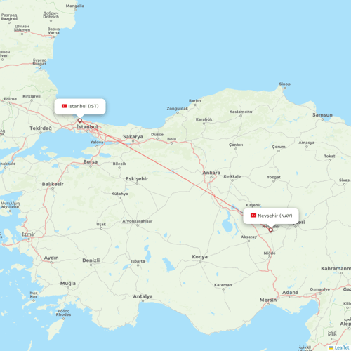 Turkish Airlines flights between Nevsehir and Istanbul