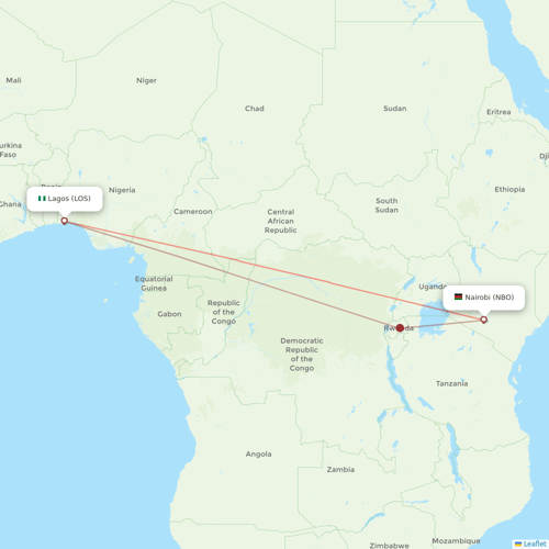 Kenya Airways flights between Nairobi and Lagos