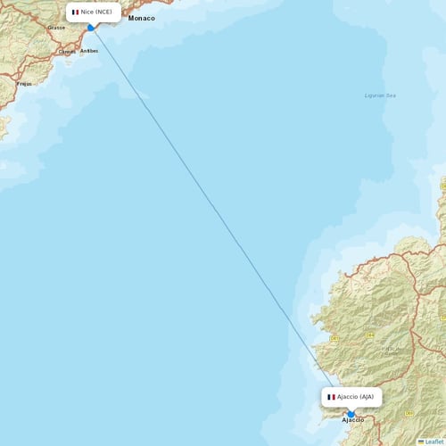 Air Corsica flights between Nice and Ajaccio