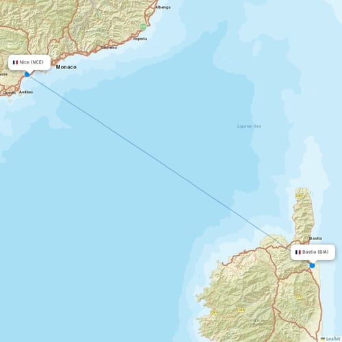 Air Corsica flights between Nice and Bastia