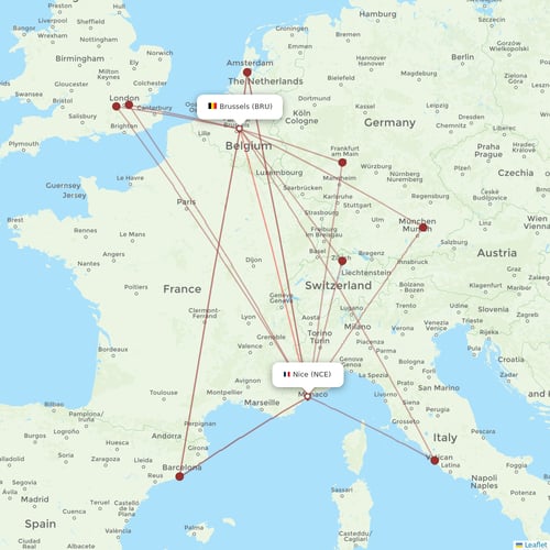 Brussels Airlines flights between Nice and Brussels