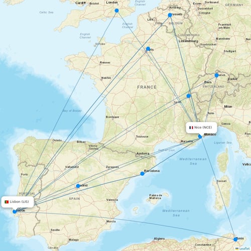 TAP Portugal flights between Nice and Lisbon