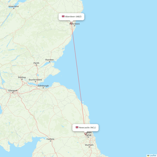 Loganair flights between Newcastle and Aberdeen