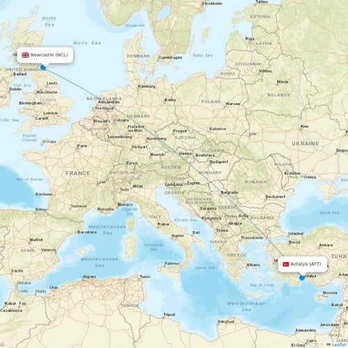 Corendon Airlines flights between Newcastle and Antalya