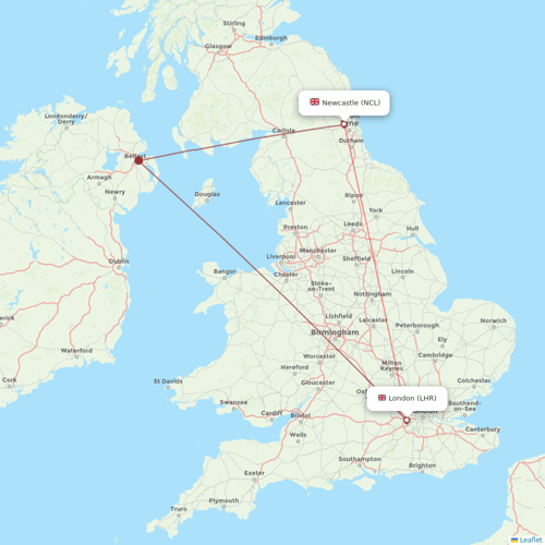 British Airways flights between Newcastle and London