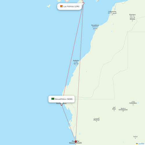 Mauritania Airlines International flights between Nouadhibou and Las Palmas