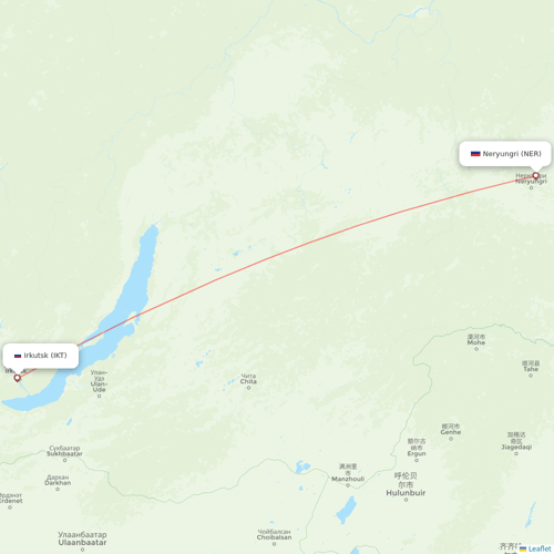 IrAero flights between Neryungri and Irkutsk