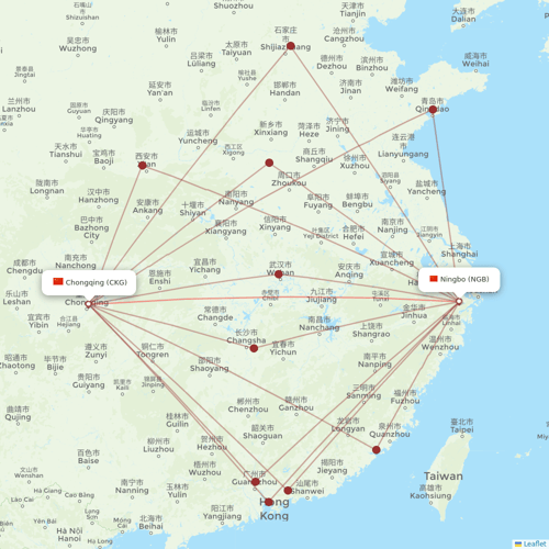 Chongqing Airlines flights between Ningbo and Chongqing