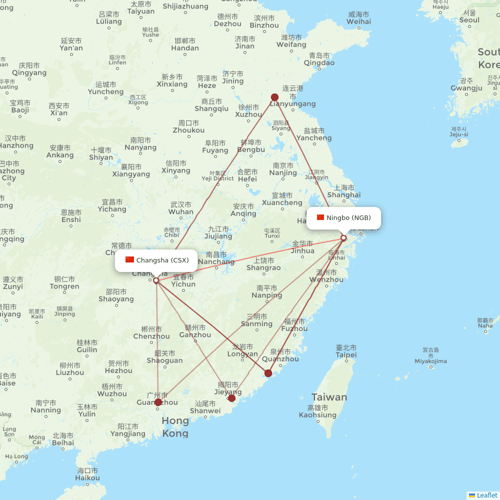West Air (China) flights between Ningbo and Changsha