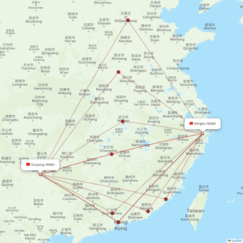 Air Changan flights between Ningbo and Guiyang