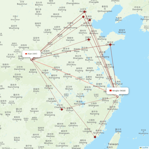 Spring Airlines flights between Ningbo and Xian