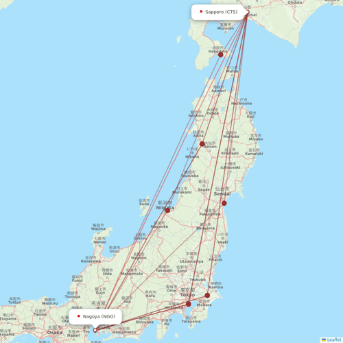 Peach Aviation flights between Nagoya and Sapporo