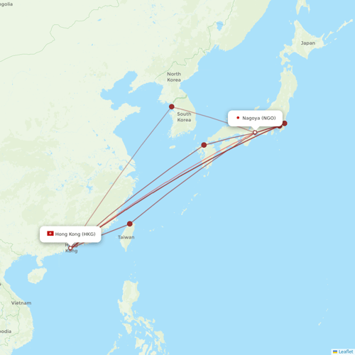 Hong Kong Airlines flights between Nagoya and Hong Kong