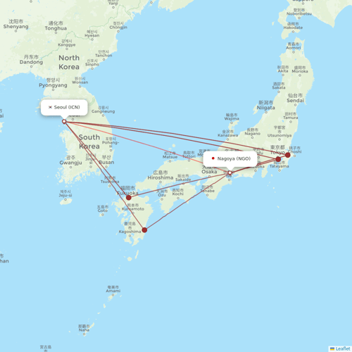 Jin Air flights between Nagoya and Seoul
