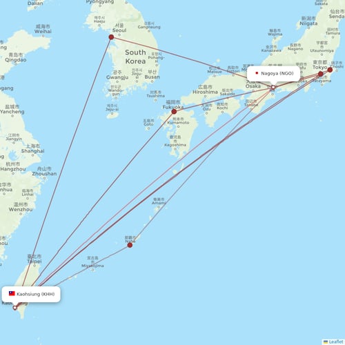 Tigerair Taiwan flights between Nagoya and Kaohsiung