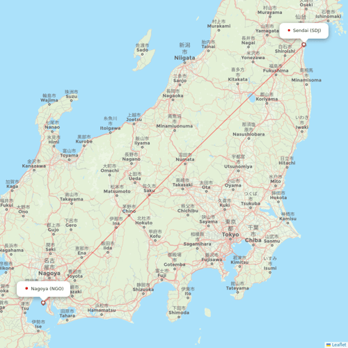 Peach Aviation flights between Nagoya and Sendai