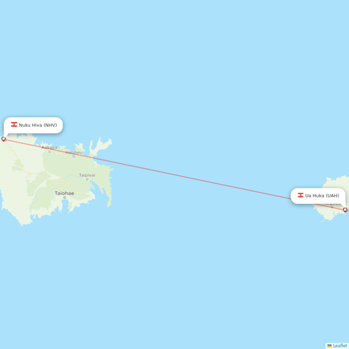 Air Tahiti flights between Nuku Hiva and Ua Huka