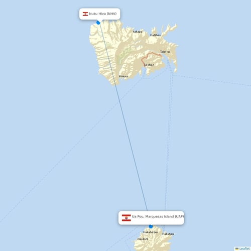 Air Tahiti flights between Nuku Hiva and Ua Pou, Marquesas Island
