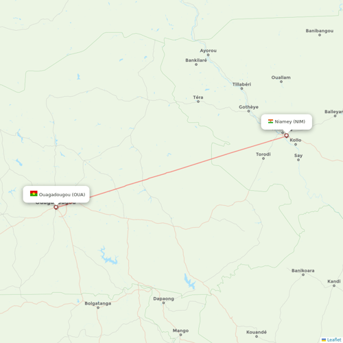 Air Burkina flights between Niamey and Ouagadougou