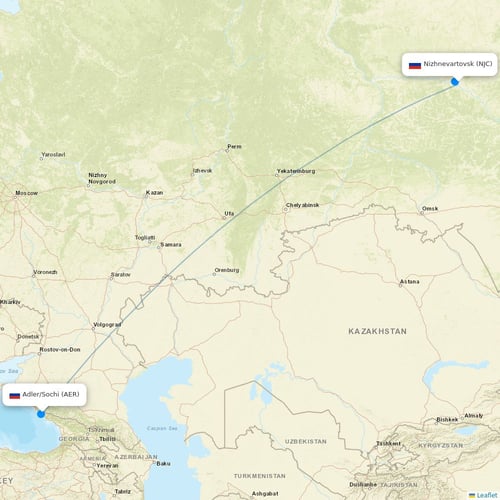 Pegas Fly flights between Nizhnevartovsk and Adler/Sochi