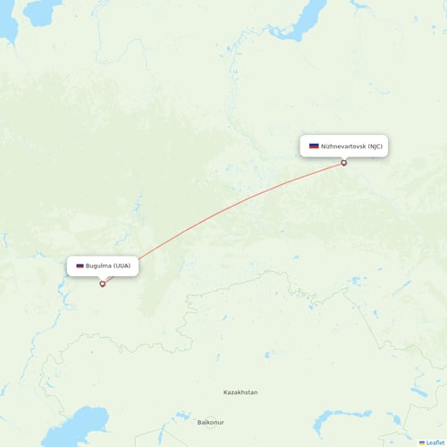 UVT Aero flights between Nizhnevartovsk and Bugulma